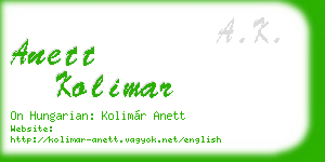 anett kolimar business card